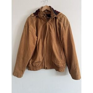 Chukkers By Midwest Suede Leather Jacket Hooded Men's L Genuine Rustic Bomber